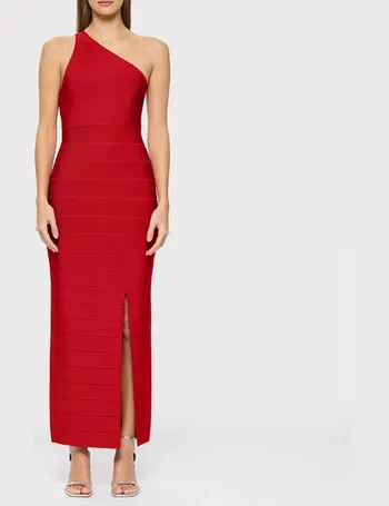 Buy Herve Leger Bandage Dress Burgundy S - Green At 80% Off