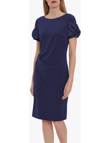 Gina bacconi cynthia crepe best sale and chiffon dress navy