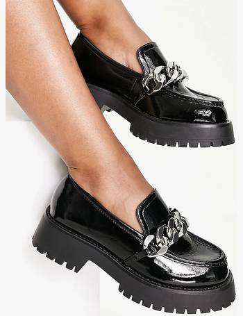 asos design wide fit vapor snaffle loafer in black