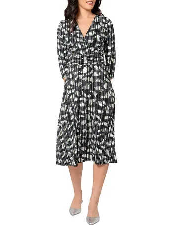 Leota Blouson Sleeve Faux Wrap Dress