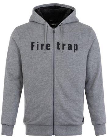 Mens Firetrap Pique Full Zip Hoodie Long Sleeve New 