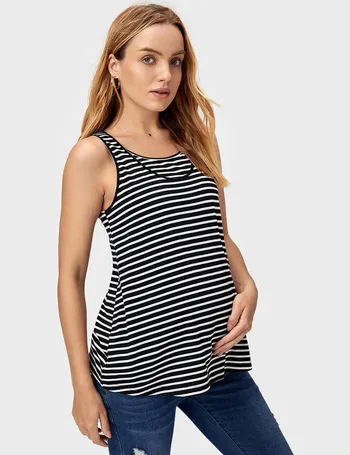 Striped nursing tank top