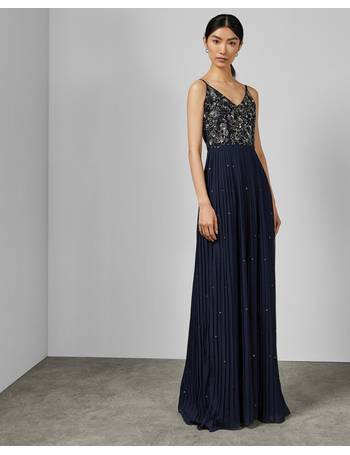 ted baker black trishna pleat detail maxi dress