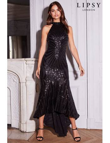 Lipsy vip sequin outlet halter maxi dress