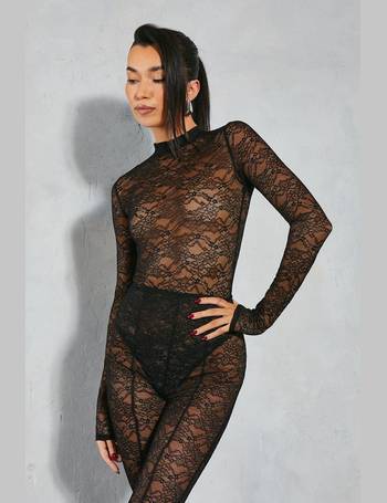 Misspap Mesh Ruched Cupped Cut Out Bodysuit