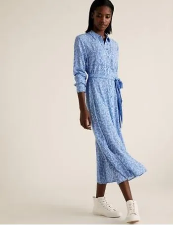 marks and spencer blue shirt dress