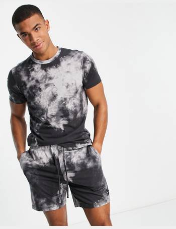 Hollister lounge set t-shirt and shorts black check with chest