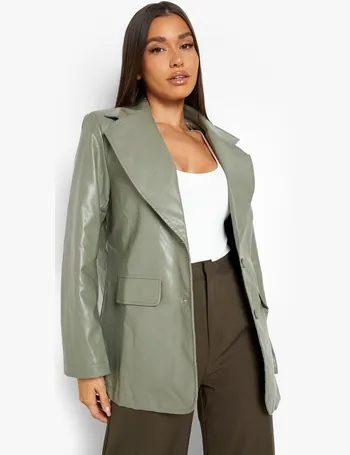 boohoo green leather jacket