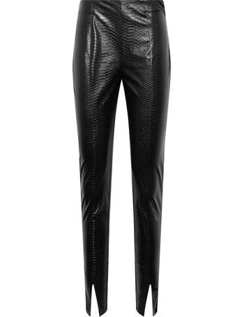 LTS Tall Womens Black Stretch Faux Leather Leggings, Long Tall Sally