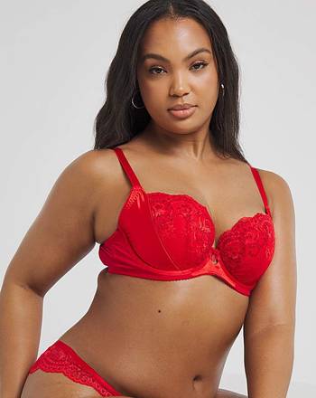 Ann Summers Curve Sexy Lace Planet balconette bra with metallic thread  detail in burgundy and red