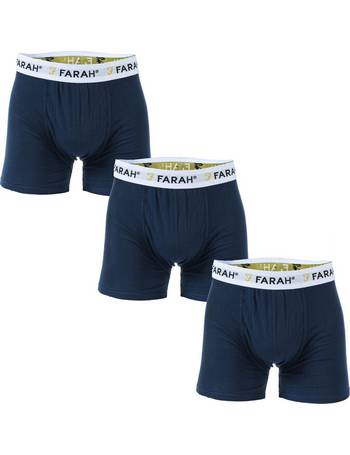 Blue 3 Pack Farah Mens Hamill Elasticated Underwear Boxer Shorts Briefs 