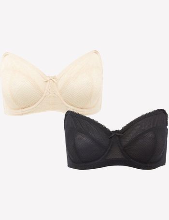 Black/Nude DD+ Non Pad Strapless Bras 2 Pack