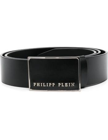 Philipp Plein Saffiano leather buckled belt - Black