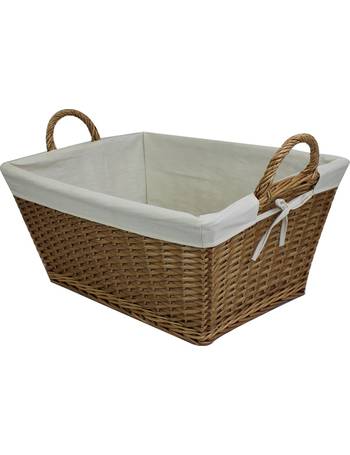 JVL Classic Honey Tapered Willow Wicker Lined Laundry Basket 