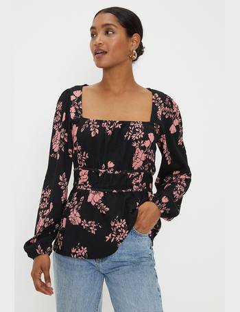 Floral Square Neck Slinky Bodysuit