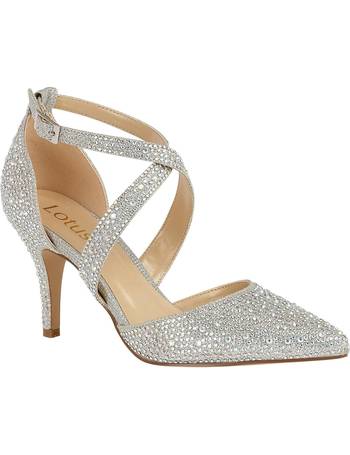 silver ankle strap court shoes