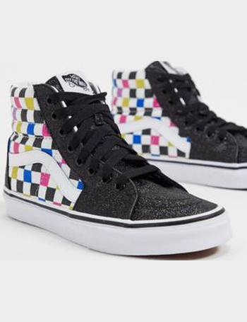 checkerboard glitter vans