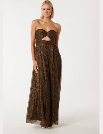 Forever New one shoulder cut-out sequin maxi dress in black