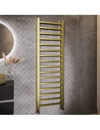 White and Brass Traditional Column Radiator with Towel Rail 952 x