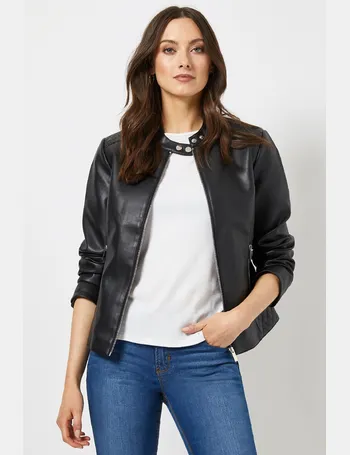 dorothy perkins collarless biker jacket