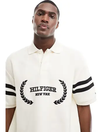Tommy Hilfiger 1985 contrast collar regular fit polo shirt in white