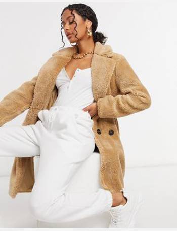 qed london oversized borg coat in cream