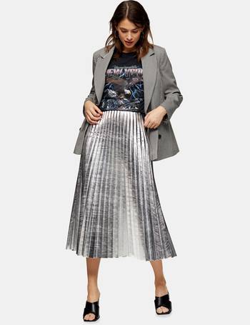 metallic pleated skirt topshop