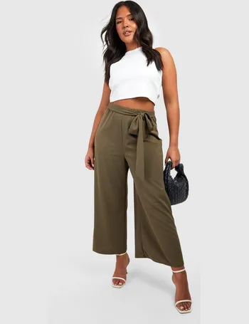 High Waisted Crepe Wide Leg Trousers