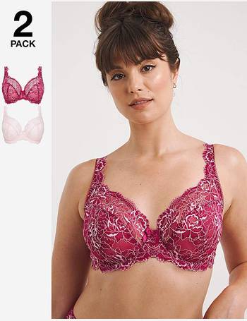 Pretty Secrets 2 Pack Ella Lace Padded Plunge Wired Bras, Simply Be