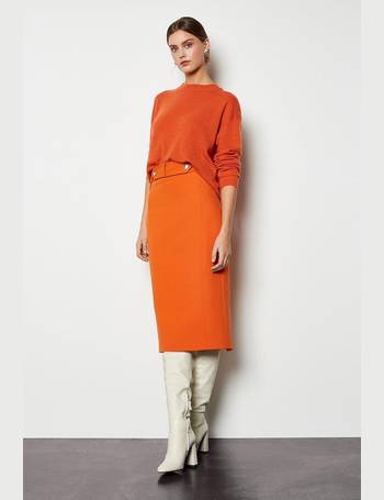 karen millen orange skirt