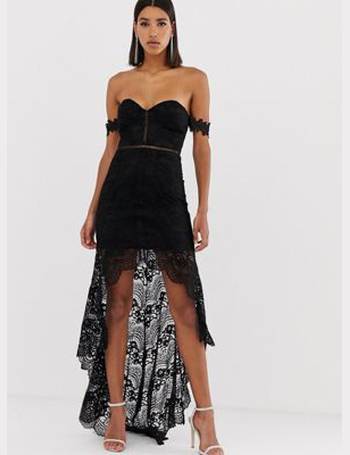 Love Triangle corset body mini dress in black lace