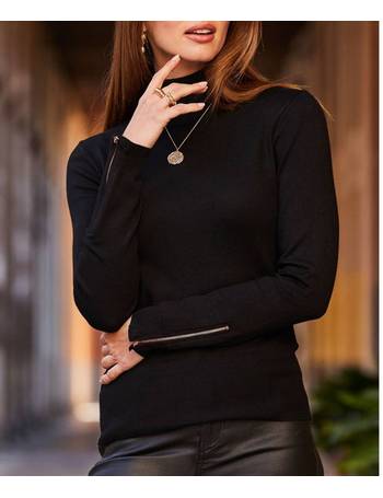 Women's Black Roll Neck Jumpers