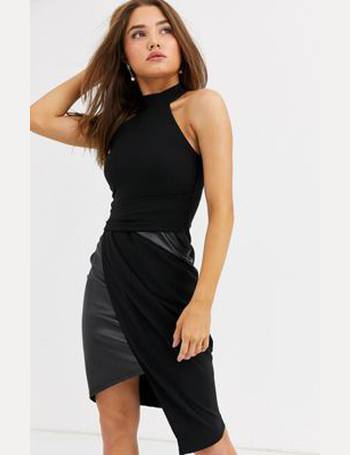 Buy Lipsy Black Halter Neck Asymmetric Bodycon Dress from Next USA