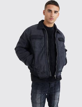 Men's Lace Overlay Denim Jacket