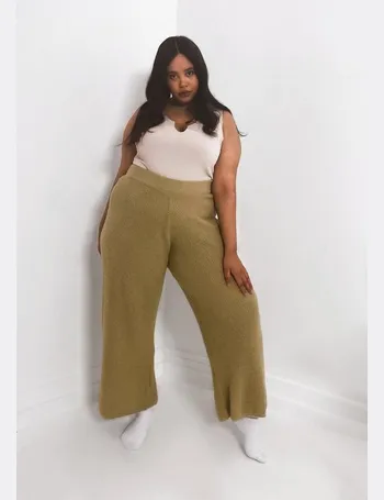 plus size high waisted wide leg trousers