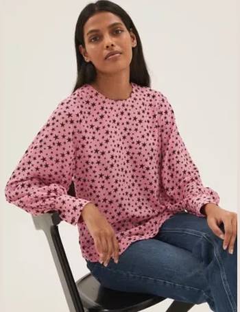 Womens Floral Long Sleeve Top Marks & Spencer Women Clothing Shirts Long sleeved Shirts 