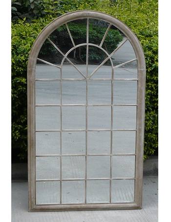 Charles Bentley Premium Outdoor Grey Distressed Vintage Arch Decorative Glass Mirror Suitable For Indoor Use
