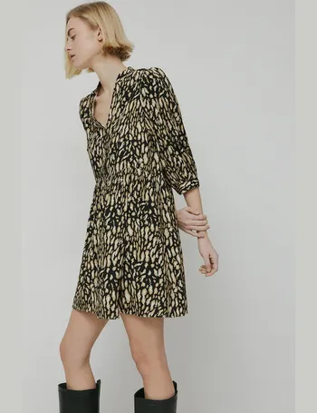 warehouse mini leopard shirt dress