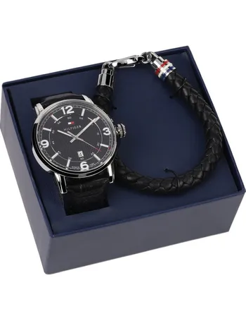 tommy hilfiger decker leather watch 48m