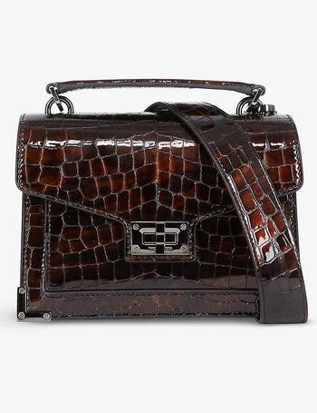 Emily small bag in silver crocodile-effect leather