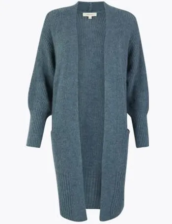 Linen Ribbed Longline Cardigan, Per Una