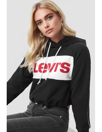 levis raw cut cb crop hoodie colorblock