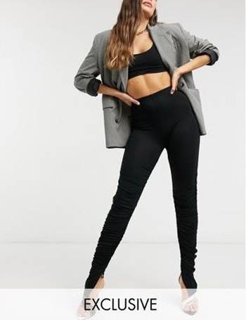 Fashionkilla stirrup leggings with waist detail in black