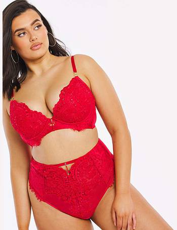 Ann Summers Understated padded balcony bra with delicate lace overlay in red