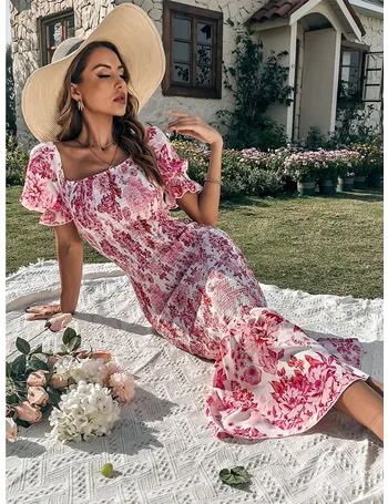 shein floral dress pink