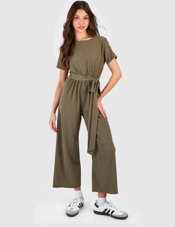 High Neck Frill Detail Belted Culotte Jumpsuit