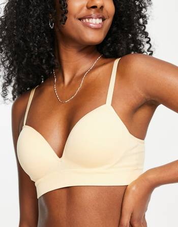 Lindex poly blend seamless rib moulded push up bra in dusky pink
