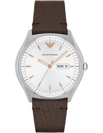 Shop Emporio Armani Rose Gold Watch With Leather Strap for Men up