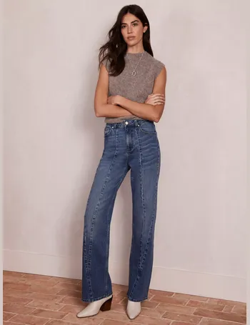 Mint Velvet High Rise Flared Wide Leg Jeans, Indigo at John Lewis