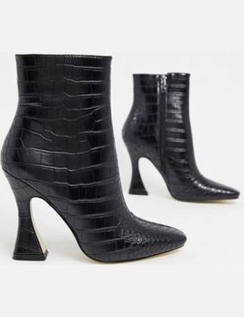 raid mirren heeled ankle boots in black croc mix